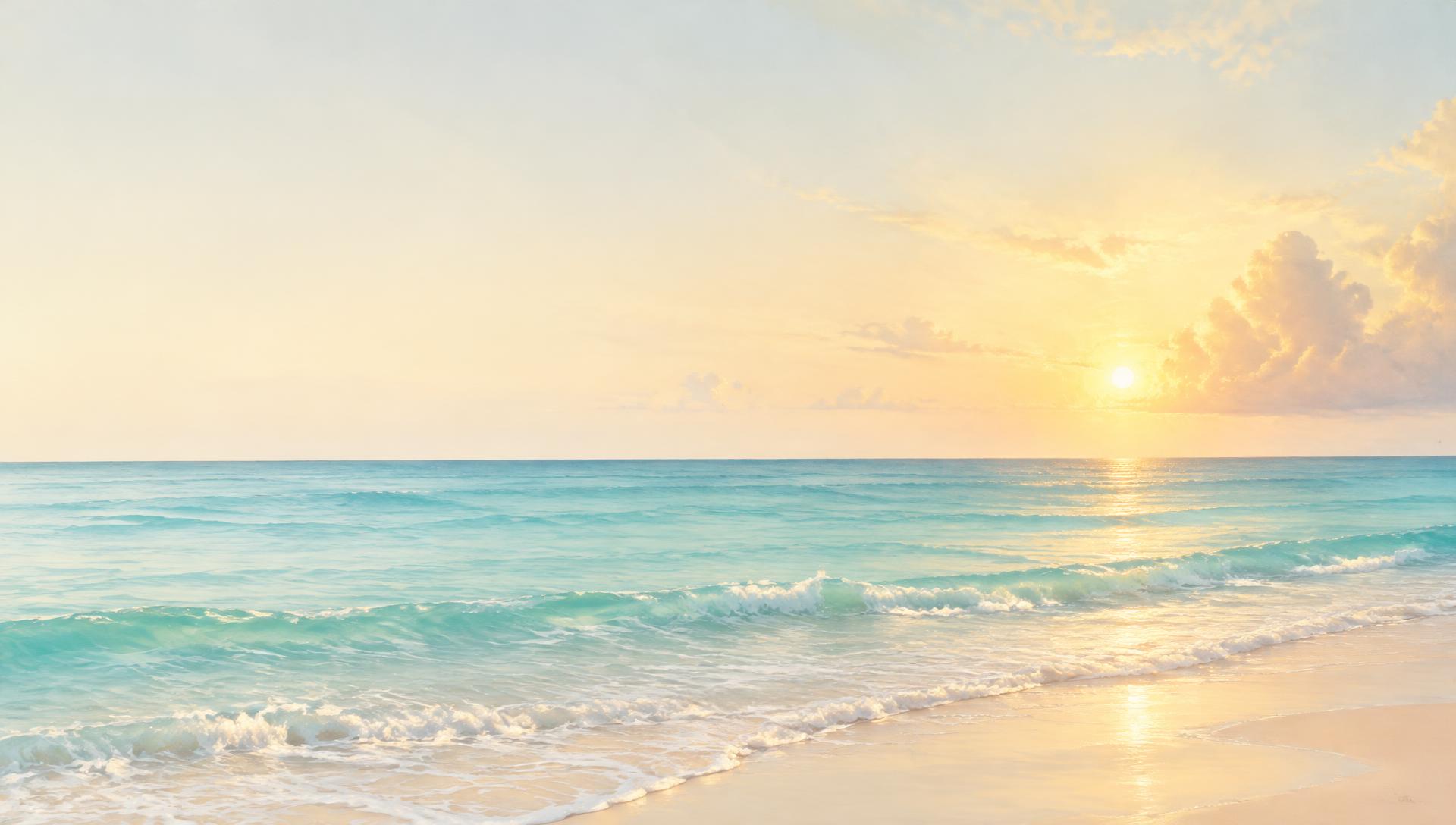 Golden light across the ocean in original Miami-inspired artwork